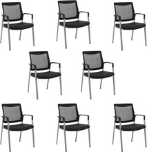 Load image into Gallery viewer, GM Seating Ever Guest Chair - Mesh Back Stacking Chairs with Fabric Seat - Ergonomic Chair with Lumber Support for Home Office School Church - Comfortable Reception Chairs - Black (Pack of 2)