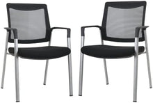Load image into Gallery viewer, Ergonomic Executive Office Chair &amp; Mesh Stacking Chairs with Armrests Fabric Seats Ideal for Guest Waiting Room Lobby Reception &amp; Meeting Conference Room - Pack of 2