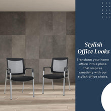 Load image into Gallery viewer, Ergonomic Executive Office Chair &amp; Mesh Stacking Chairs with Armrests Fabric Seats Ideal for Guest Waiting Room Lobby Reception &amp; Meeting Conference Room - Pack of 2