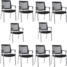 Load image into Gallery viewer, Ergonomic Executive Office Chair &amp; Mesh Stacking Chairs with Armrests Fabric Seats Ideal for Guest Waiting Room Lobby Reception &amp; Meeting Conference Room - Pack of 2