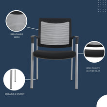 Load image into Gallery viewer, Ergonomic Executive Office Chair &amp; Mesh Stacking Chairs with Armrests Fabric Seats Ideal for Guest Waiting Room Lobby Reception &amp; Meeting Conference Room - Pack of 2