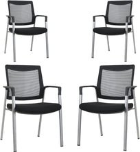 Load image into Gallery viewer, Ergonomic Executive Office Chair &amp; Mesh Stacking Chairs with Armrests Fabric Seats Ideal for Guest Waiting Room Lobby Reception &amp; Meeting Conference Room - Pack of 2